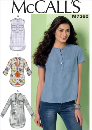 McCall's Patterns M7360 Misses' Henley Tops, Size E5 (14-16-18-20-22)