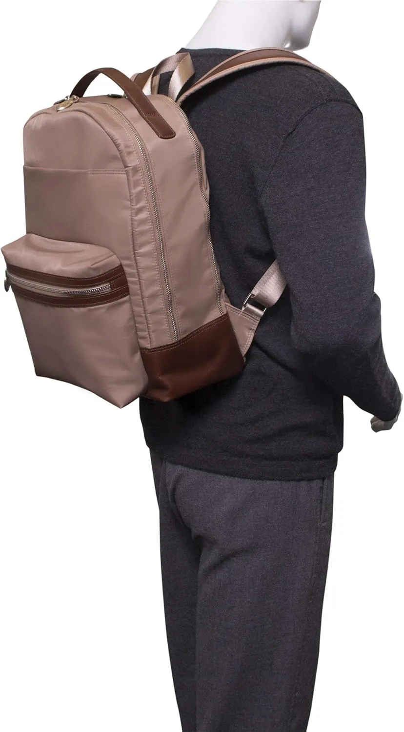 McKlein 15" Nylon Dual Compartment Laptop Backpack- PARKER- Khaki