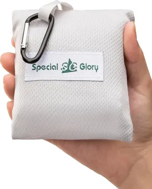 Meafteryou Outdoor Pocket Blanket,Sand-Free Fast Dry Waterproof for Beach,Travel,Hiking,Camping with 4 Built-in Ground Stakes (Grey,43x63 Inch)