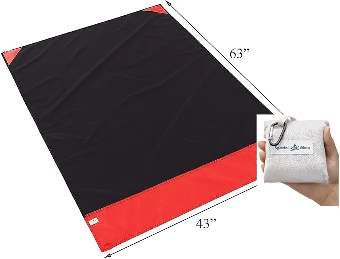 Meafteryou Outdoor Pocket Blanket,Sand-Free Fast Dry Waterproof for Beach,Travel,Hiking,Camping with 4 Built-in Ground Stakes (Grey,43x63 Inch)