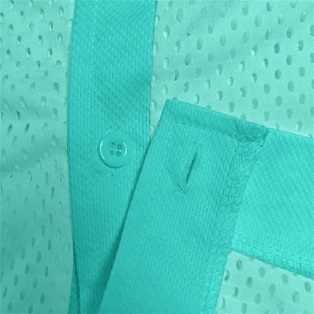 Men Breathable Mesh Shirt with Lapel Collar and Button Details Matching Semi-Transparent Shorts 2-Piece