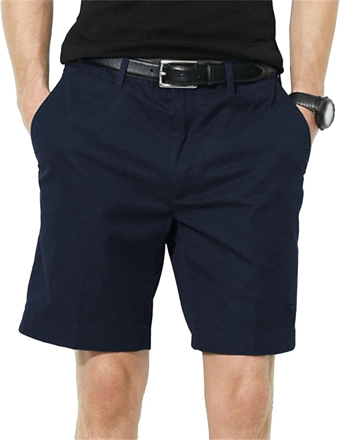 Men's Business 9" Casual Summer Short Cotton Solid Comfort Outdoor Shorts Classic Basic Hiking Beach Shorts