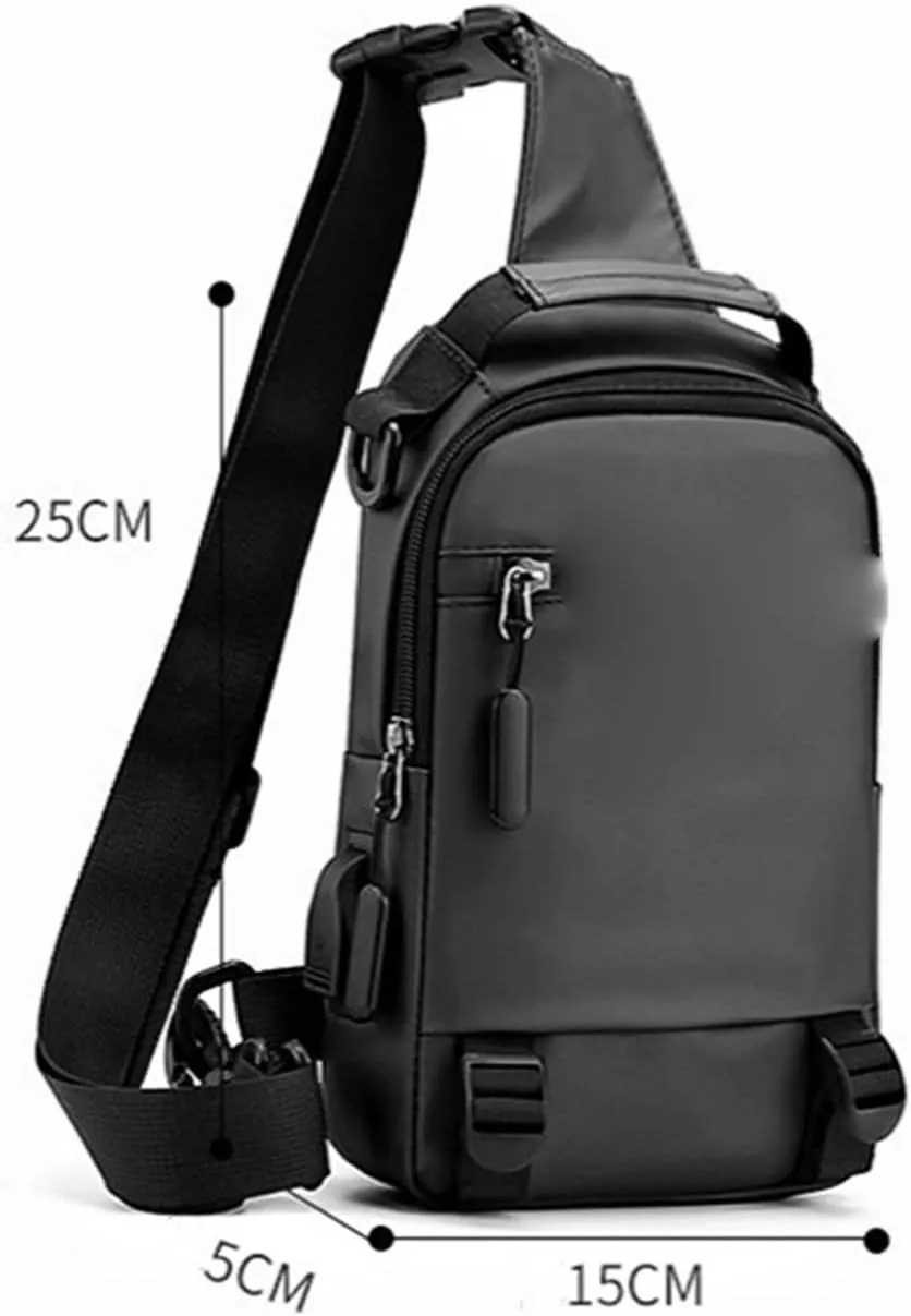 Men's Cross-Body Sling Bags Nylon Messenger Shoulder Bag Mens Chest Bag Multi-Functional Outdoor Waterproof Box Backpack Handbag Trend Youth Mens Bag(Black)