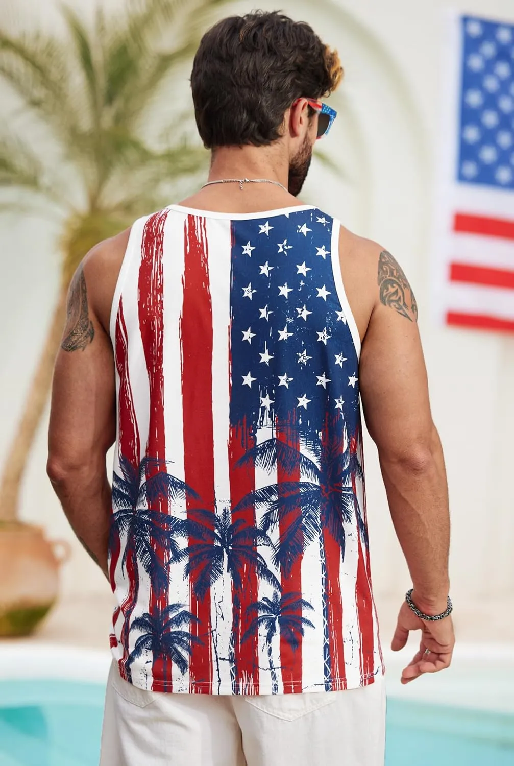 Mens Hawaiian Beach Tank Tops Summer Vacation Muscle Top Graphic Sleeveless Shirts (S-3XL)