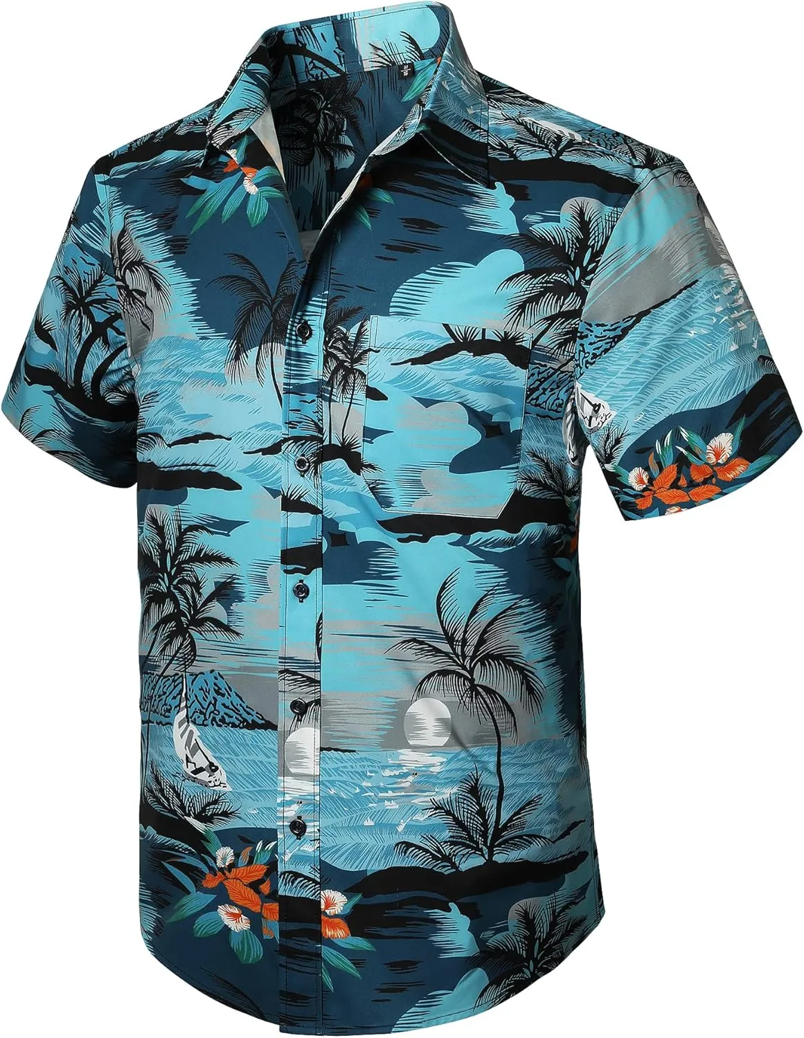 Men's Hawaiian Shirts Short Sleeve Casual Floral Button Down Tropical Shirt Summer Holiday Beach Aloha Hawaii Shirt