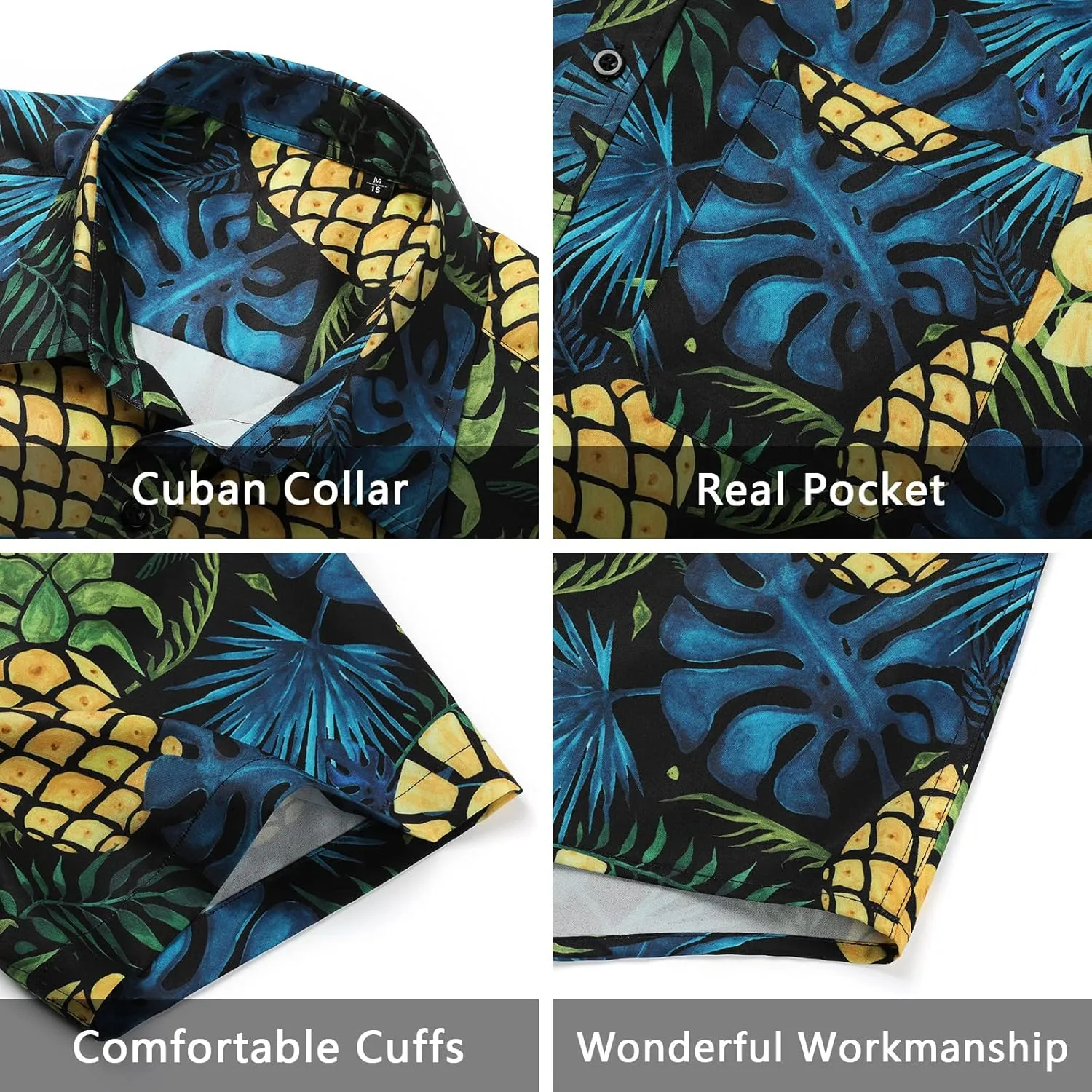 Men's Hawaiian Shirts Short Sleeve Casual Floral Button Down Tropical Shirt Summer Holiday Beach Aloha Hawaii Shirt