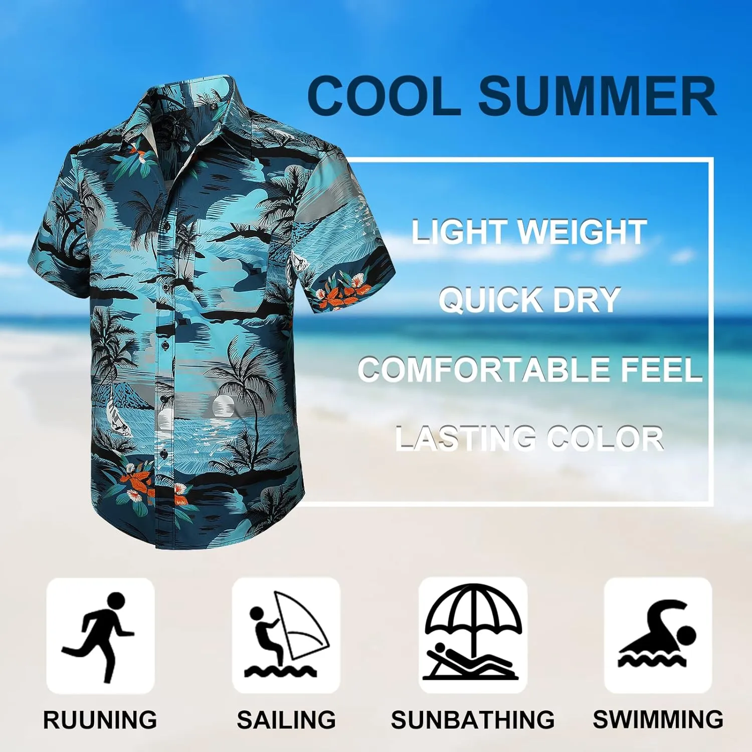 Men's Hawaiian Shirts Short Sleeve Casual Floral Button Down Tropical Shirt Summer Holiday Beach Aloha Hawaii Shirt