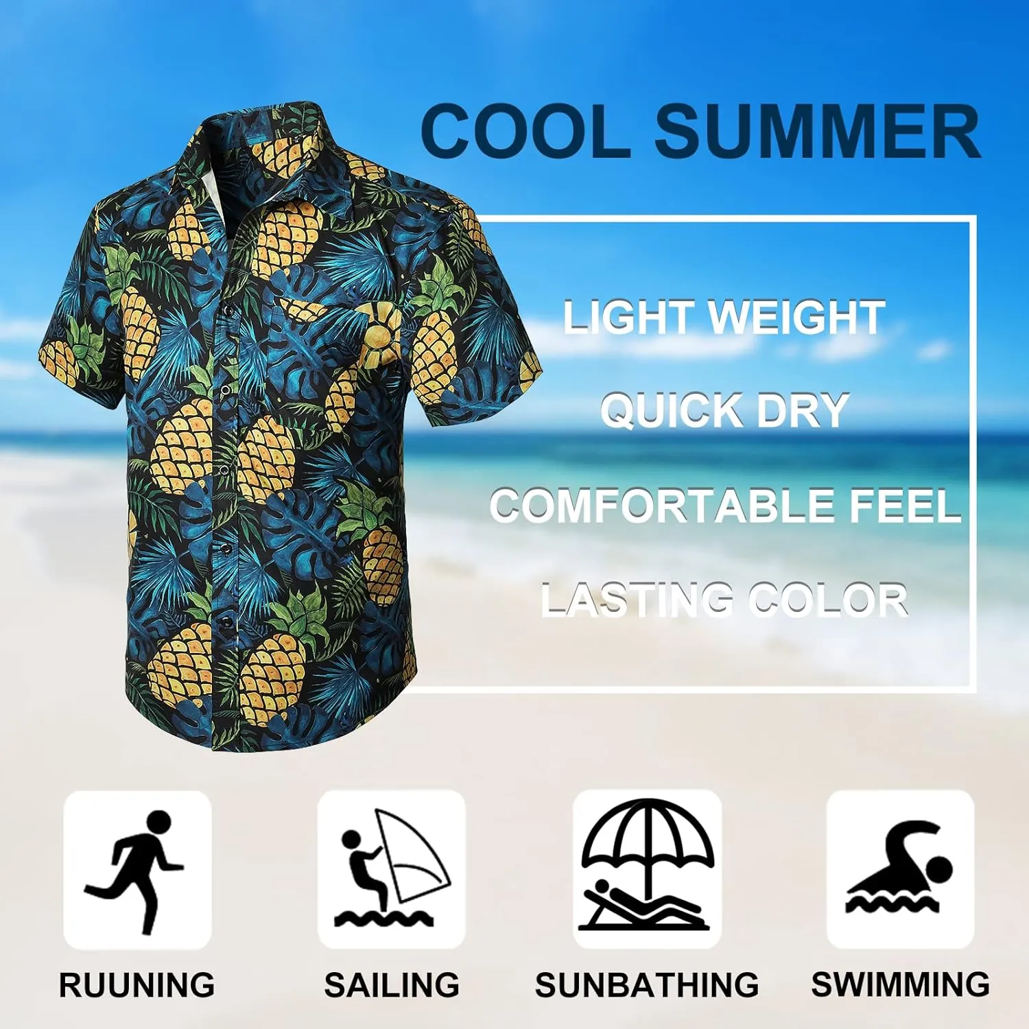 Men's Hawaiian Shirts Short Sleeve Casual Floral Button Down Tropical Shirt Summer Holiday Beach Aloha Hawaii Shirt