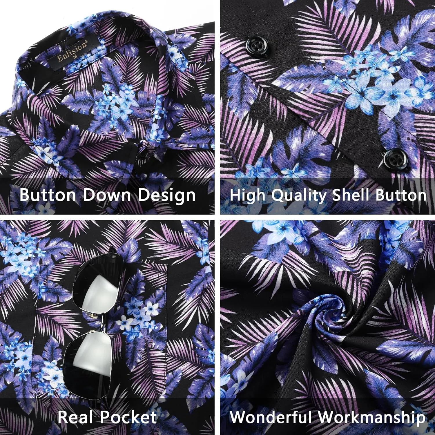 Men's Hawaiian Shirts Short Sleeve Casual Floral Button Down Tropical Shirt Summer Holiday Beach Aloha Hawaii Shirt