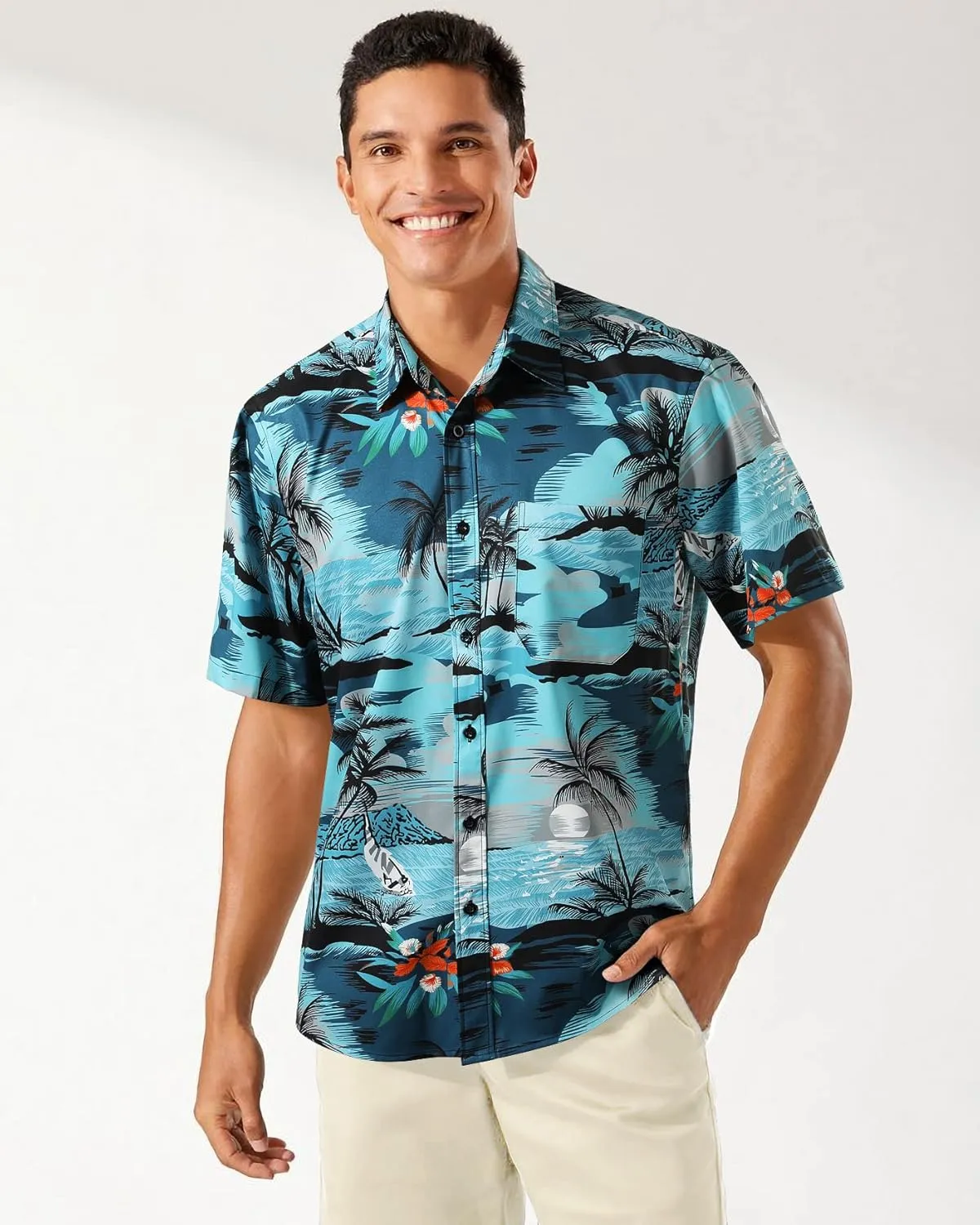 Men's Hawaiian Shirts Short Sleeve Casual Floral Button Down Tropical Shirt Summer Holiday Beach Aloha Hawaii Shirt