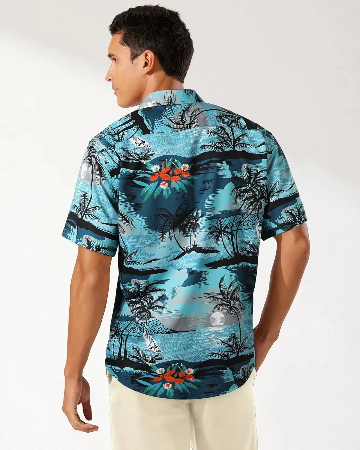 Men's Hawaiian Shirts Short Sleeve Casual Floral Button Down Tropical Shirt Summer Holiday Beach Aloha Hawaii Shirt