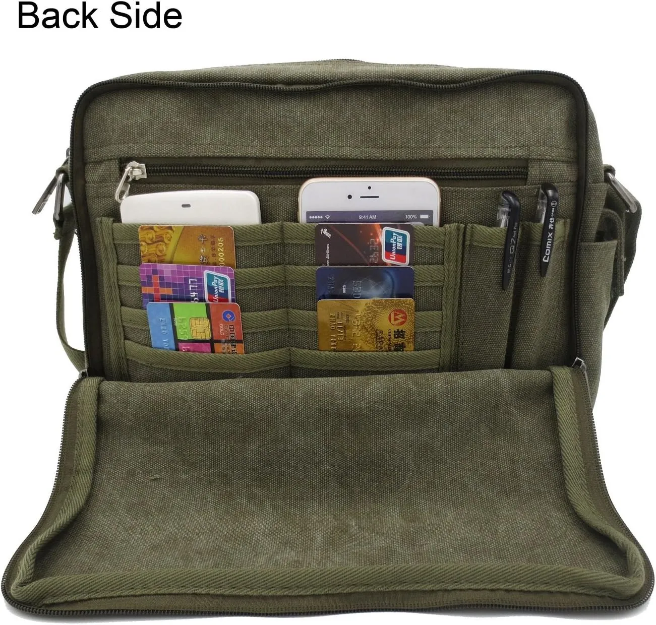 Mens Messenger Bag Canvas Shoulder Bag for Women Multi-pocket Travel Purses Satchel Work Handbag Crossbody Bag