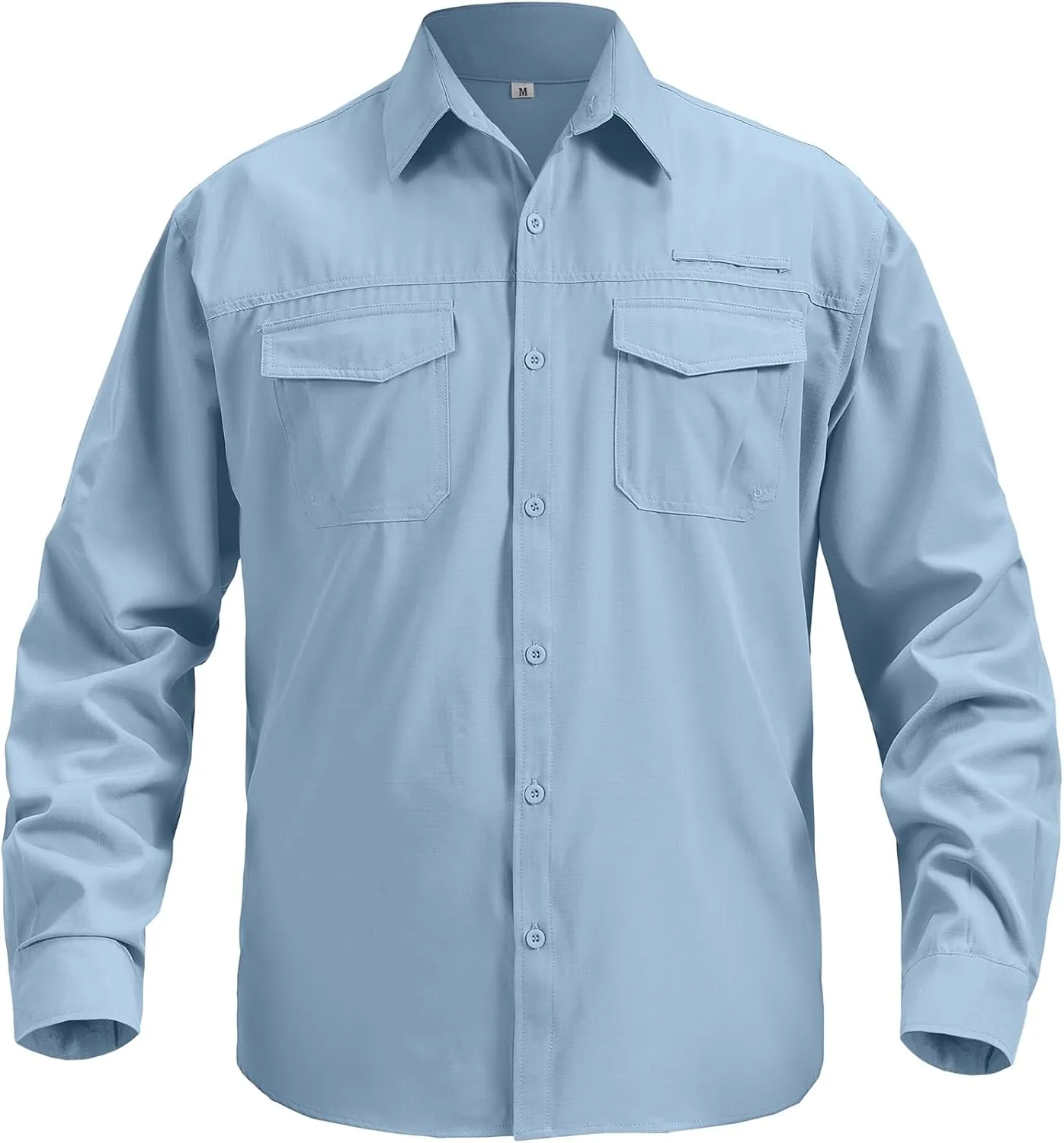Mens Safari Sun Shirts UPF 50  UV Sun Protection Long Sleeve Outdoor Quick Dry Fishing Hiking Gardening Shirts (5051 Blue S)
