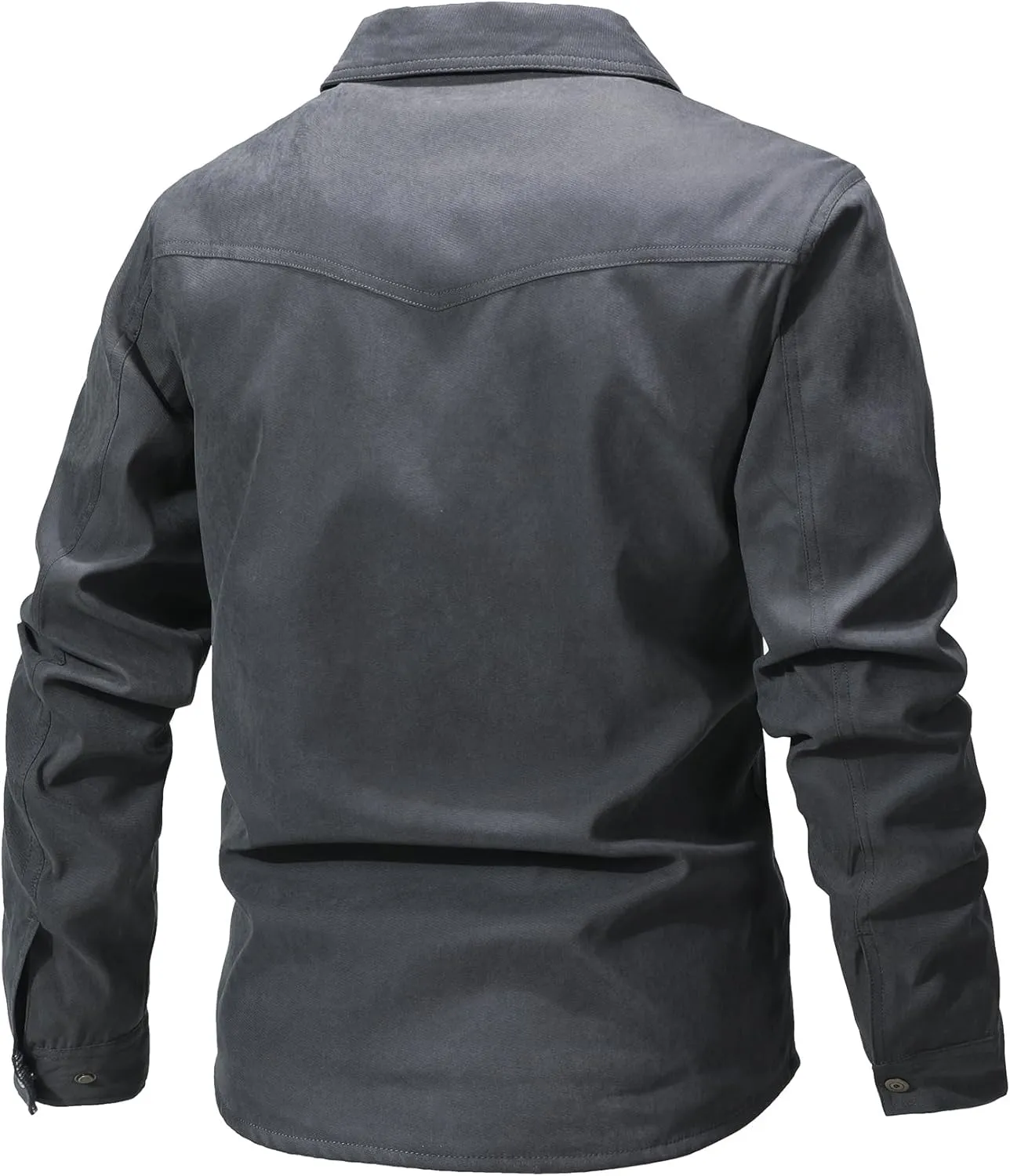Men's Shirt Jacket Shacket with Flannel Lined Casual Snap Button Overshirt Western Cowboy Jackets Fall Clothing