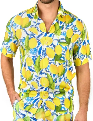 Men's Short Sleeve Button-Down Shirt, Printed Modern Hawaiian Shirt, Soft Rayon, Regular and Relaxed Fit