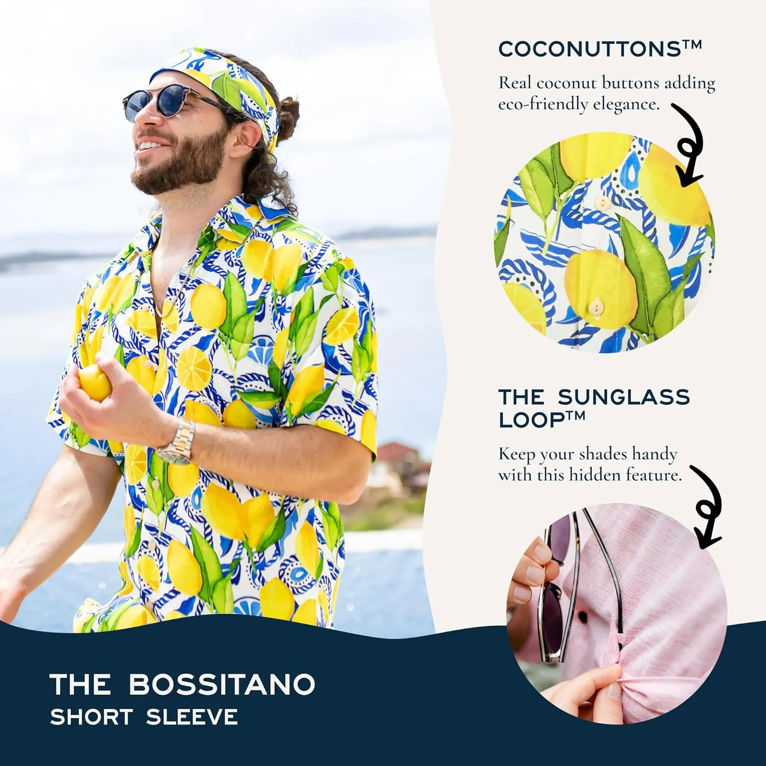 Men's Short Sleeve Button-Down Shirt, Printed Modern Hawaiian Shirt, Soft Rayon, Regular and Relaxed Fit
