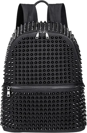 Men's/Women's Black Rivet Backpack Spike Messenger Rucksack Satchel Tote Crossbody Bag