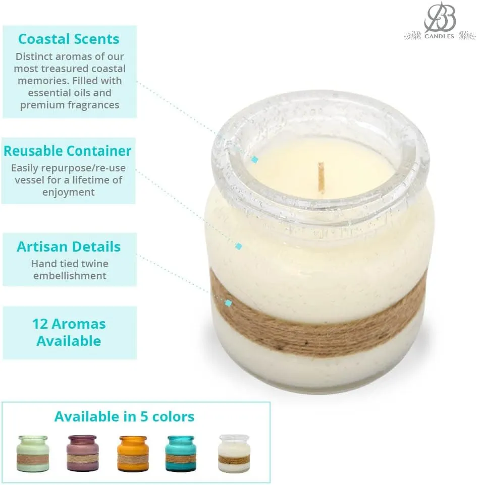 Mermaid Island Clearwater Glass Sea Lavender Scented Hand Poured Candle, Natural Soy Candle, Fragrant Coastal Candle, 13oz, 80  Hours Burn Time