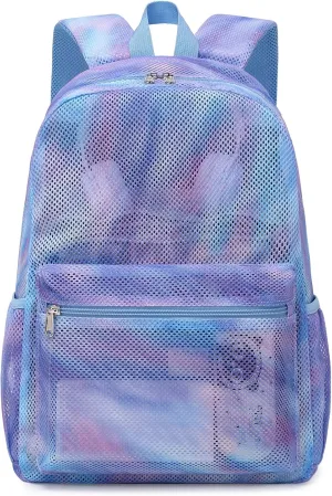 Mesh Backpack for Girls Semi-Transparent Mesh School Backpack See Through Casual Bookbag Lightweight School Bookbag