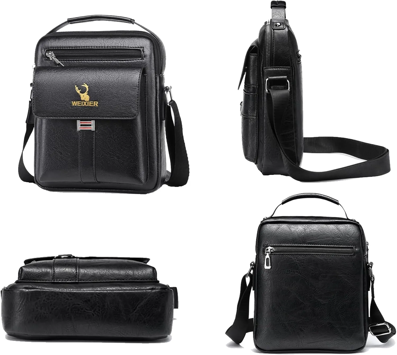 Messenger Bag for Men Crossbody Shoulder Purse Small Vintage PU Leather Satchel Pouch Side Crossover Handbag