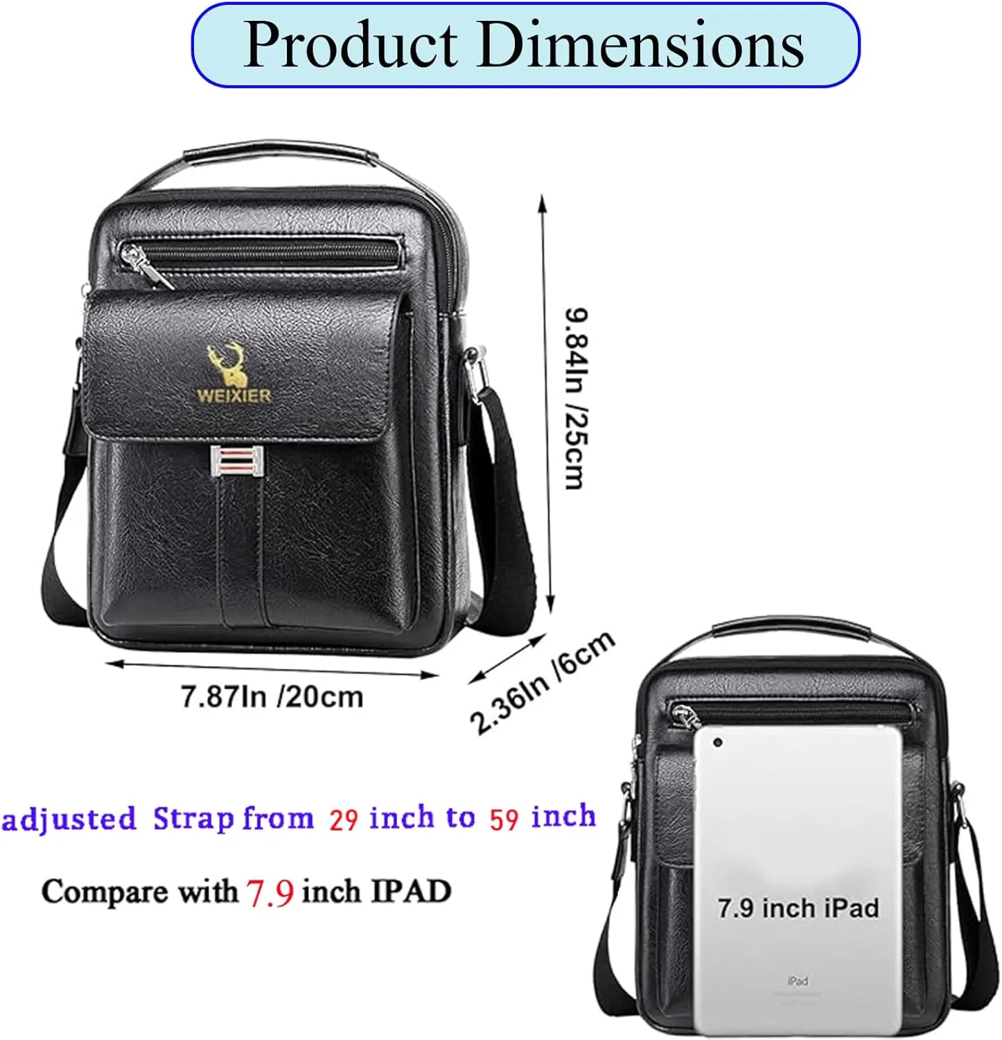 Messenger Bag for Men Crossbody Shoulder Purse Small Vintage PU Leather Satchel Pouch Side Crossover Handbag