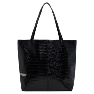 Metalwood Studio Metal Logo Stud Croc Tote Black