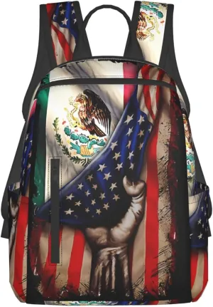 Mexican Roots American Mexican Flag Mexico is Calling Travel Backpacks Casual Laptop Backpack Sport Rucksack Large Capacity Daypack Multi-Pockets Adjustable Strap Bag for Working Hiking