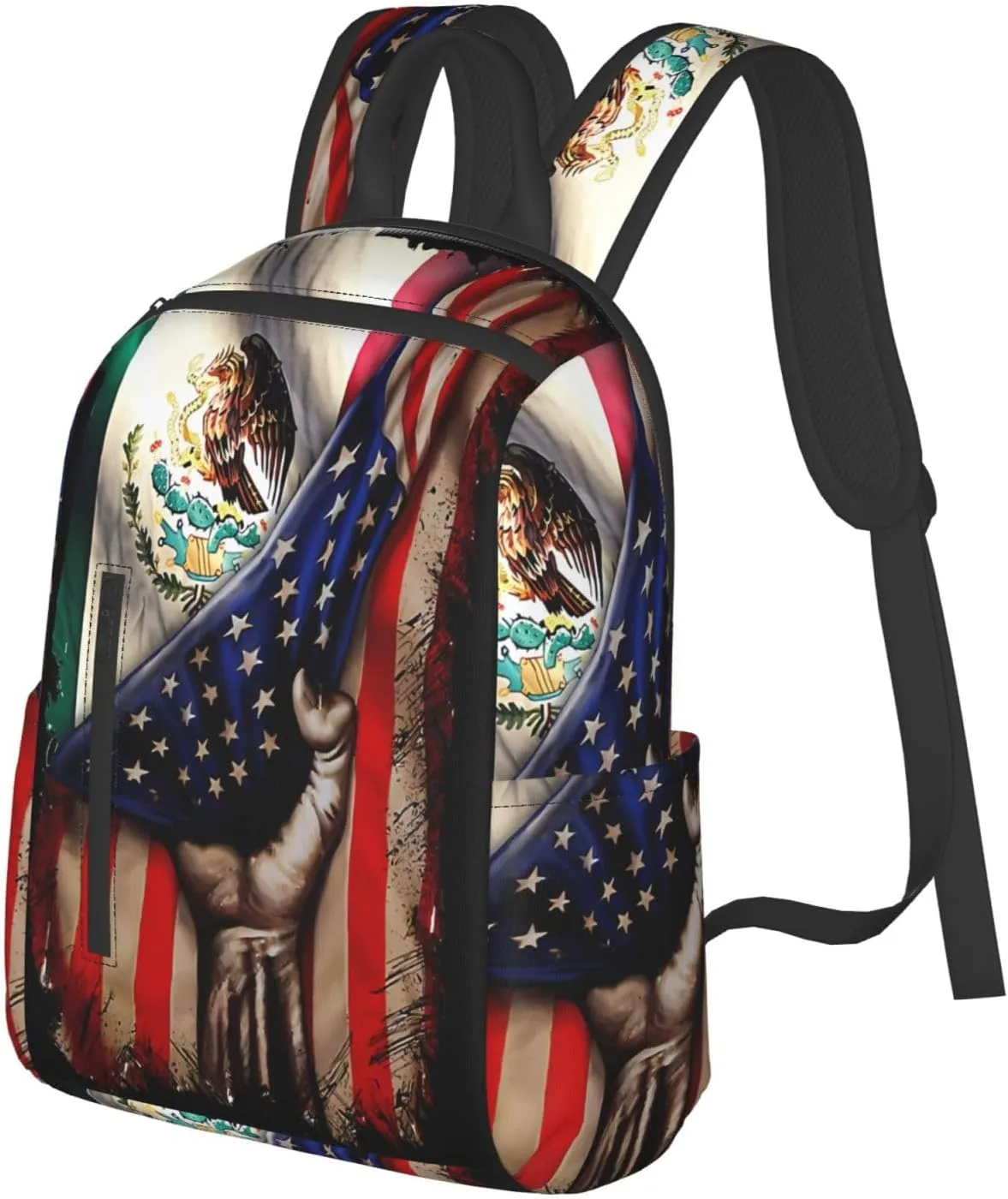 Mexican Roots American Mexican Flag Mexico is Calling Travel Backpacks Casual Laptop Backpack Sport Rucksack Large Capacity Daypack Multi-Pockets Adjustable Strap Bag for Working Hiking