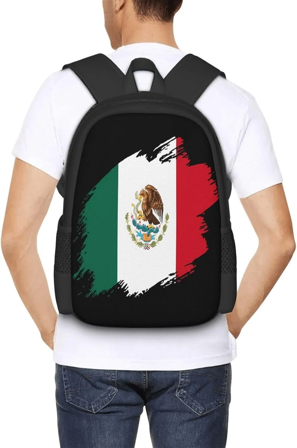 Mexico Mexican Eagle Flag Casual Backpacks Large Capacity Backpack Laptop Rucksack Sport Daypack Commuter Bags with Adjustable Strap for Traveling Camping
