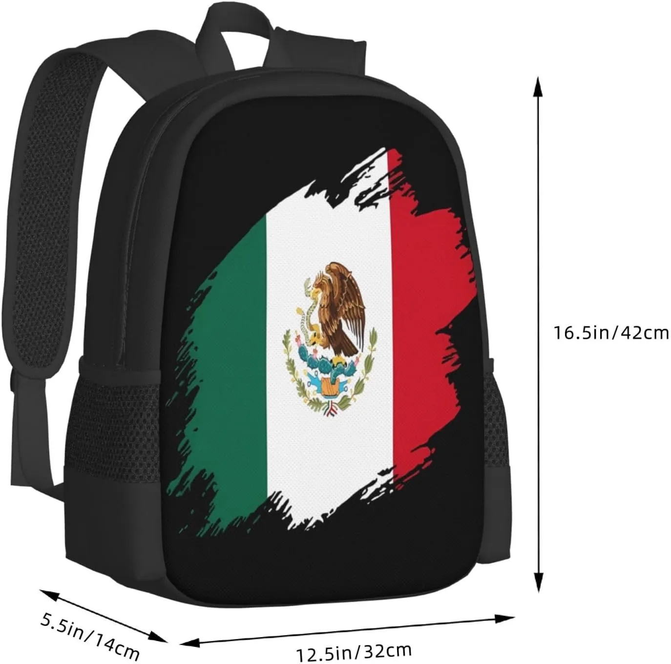 Mexico Mexican Eagle Flag Casual Backpacks Large Capacity Backpack Laptop Rucksack Sport Daypack Commuter Bags with Adjustable Strap for Traveling Camping