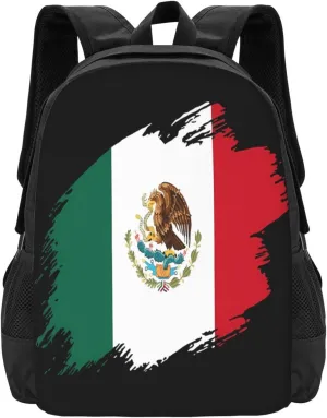 Mexico Mexican Eagle Flag Casual Backpacks Large Capacity Backpack Laptop Rucksack Sport Daypack Commuter Bags with Adjustable Strap for Traveling Camping