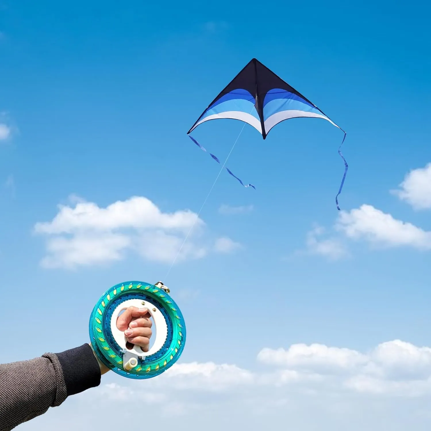 Mint's Colorful Life 60'' Delta Kite With 7.1in Reel Winder, Easy Flying & String Spool for Kids & Adults, Best Beach Set for Beginners