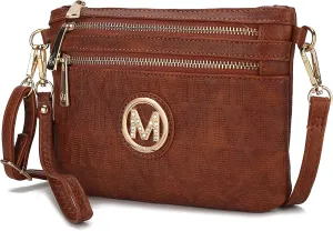MKF Crossbody Bag for Women, Wristlet Strap – PU Leather Shoulder Handbag – Small Pocketbook Messenger Purse Black