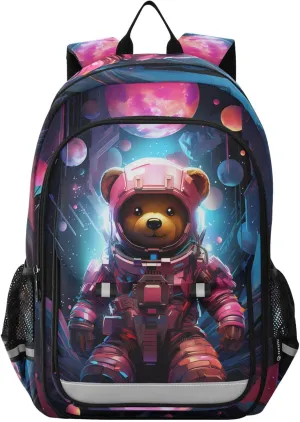 MNSRUU Backpack for School Animal Bears Planet Laptop Backpack Womens Travel Backpack Mens Casual Daypack Backpack Fits 15.6 Inch Laptop Waterproof
