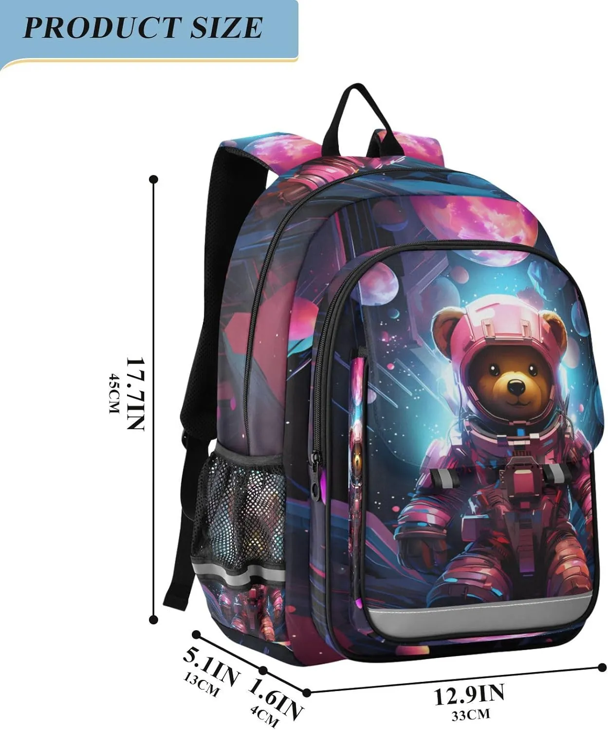 MNSRUU Backpack for School Animal Bears Planet Laptop Backpack Womens Travel Backpack Mens Casual Daypack Backpack Fits 15.6 Inch Laptop Waterproof