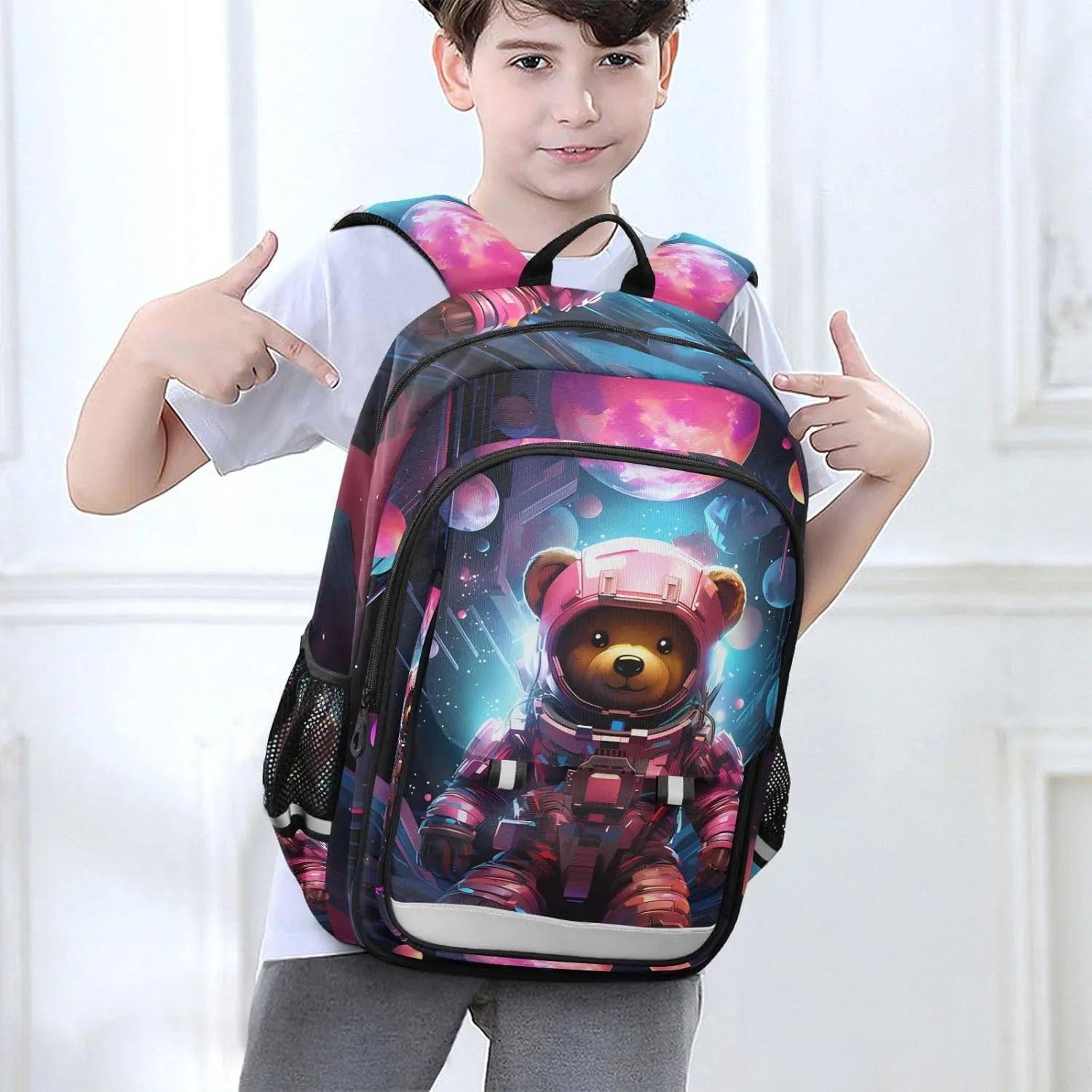 MNSRUU Backpack for School Animal Bears Planet Laptop Backpack Womens Travel Backpack Mens Casual Daypack Backpack Fits 15.6 Inch Laptop Waterproof