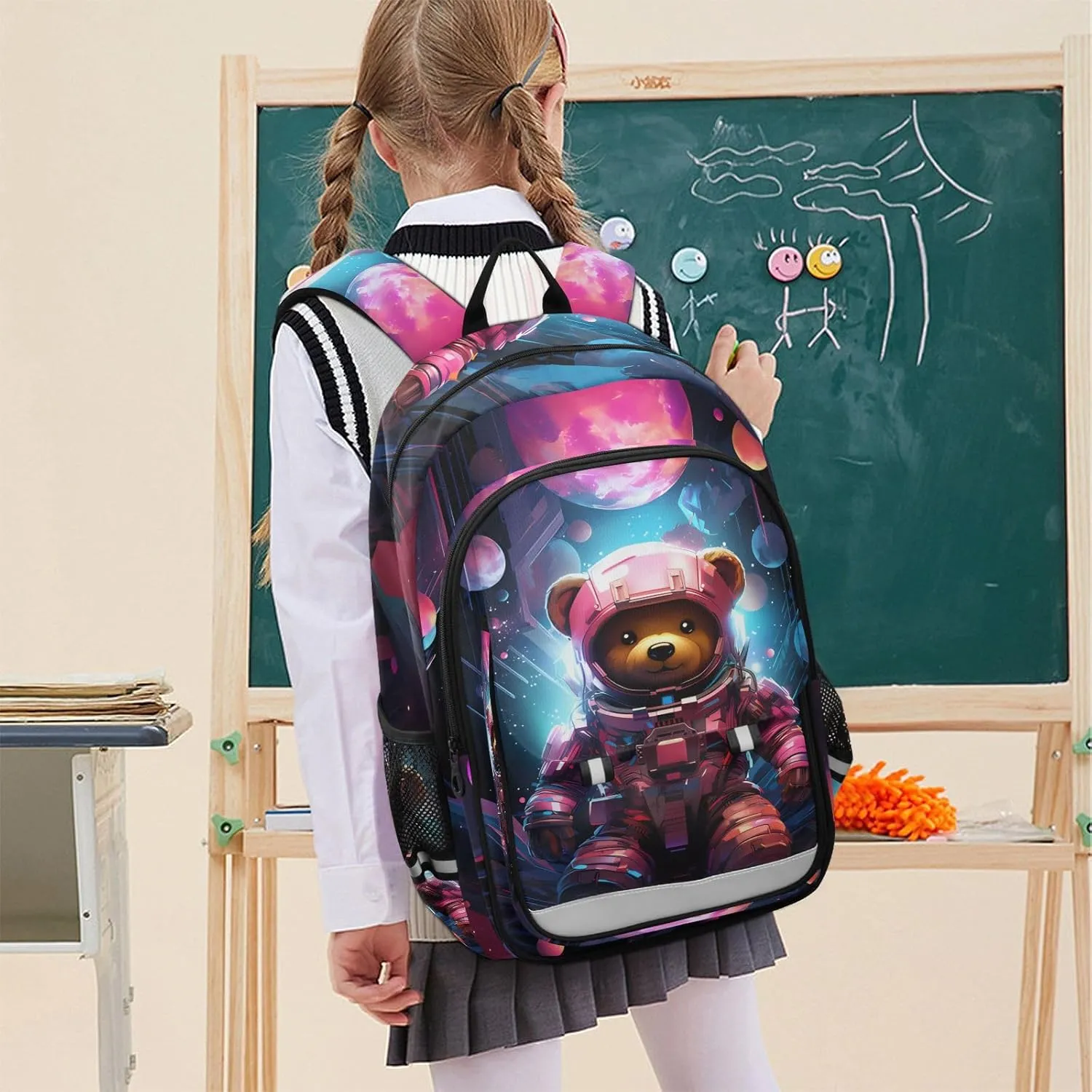 MNSRUU Backpack for School Animal Bears Planet Laptop Backpack Womens Travel Backpack Mens Casual Daypack Backpack Fits 15.6 Inch Laptop Waterproof