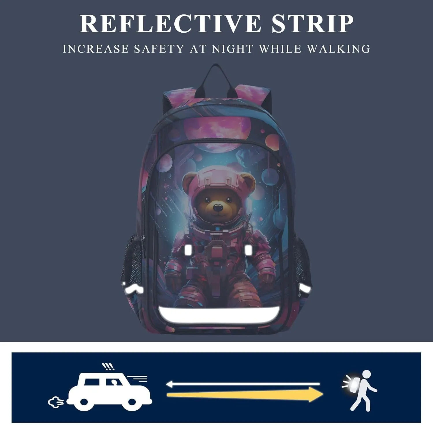 MNSRUU Backpack for School Animal Bears Planet Laptop Backpack Womens Travel Backpack Mens Casual Daypack Backpack Fits 15.6 Inch Laptop Waterproof