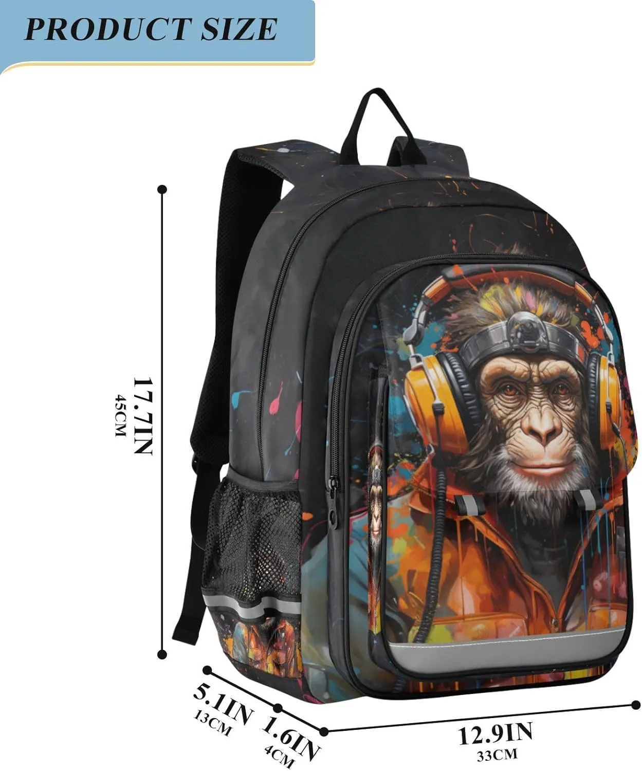 MNSRUU Backpack for School Animal Monkey Ape Laptop Backpack Womens Travel Backpack Mens Casual Daypack Backpack Fits 15.6 Inch Laptop Waterproof
