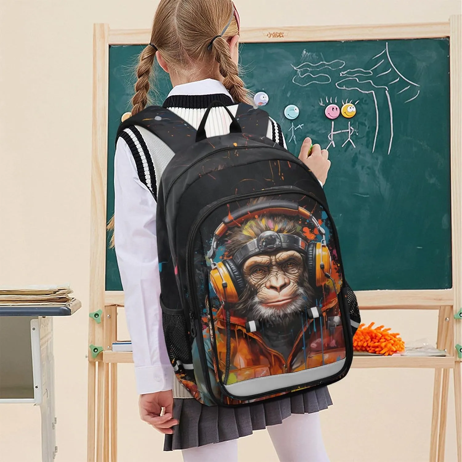 MNSRUU Backpack for School Animal Monkey Ape Laptop Backpack Womens Travel Backpack Mens Casual Daypack Backpack Fits 15.6 Inch Laptop Waterproof