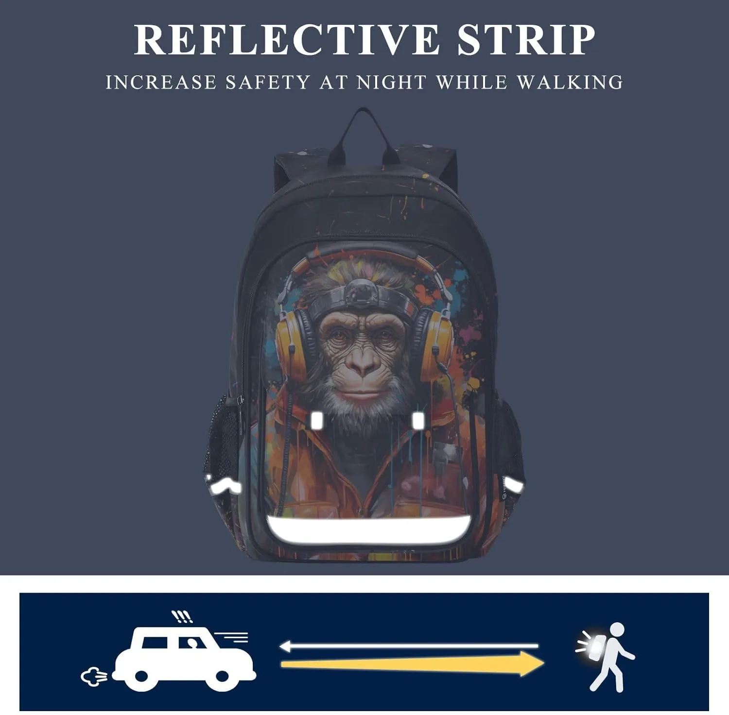 MNSRUU Backpack for School Animal Monkey Ape Laptop Backpack Womens Travel Backpack Mens Casual Daypack Backpack Fits 15.6 Inch Laptop Waterproof