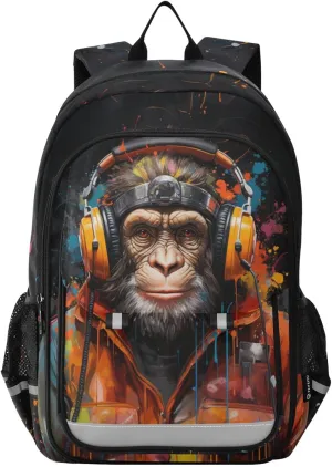 MNSRUU Backpack for School Animal Monkey Ape Laptop Backpack Womens Travel Backpack Mens Casual Daypack Backpack Fits 15.6 Inch Laptop Waterproof