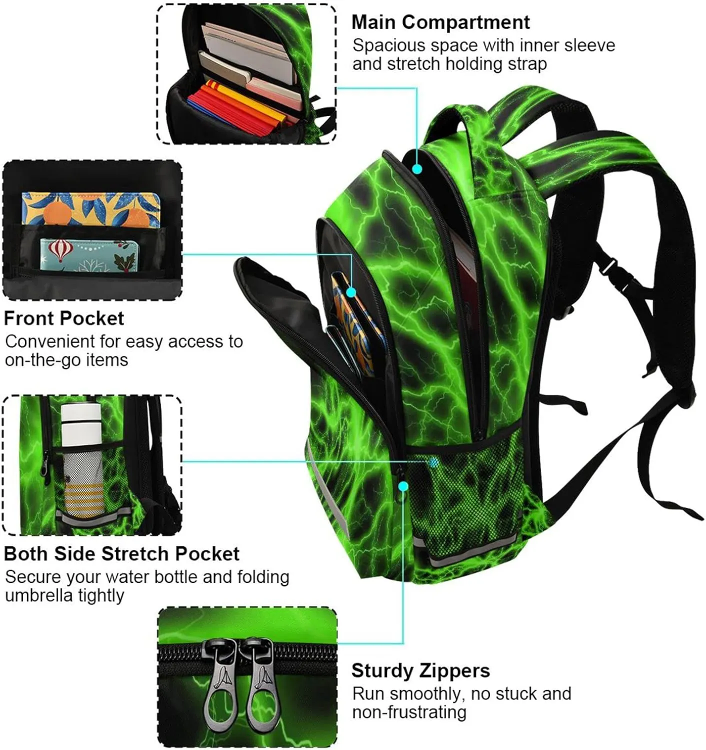MNSRUU Lightning Backpacks for School Elementary,5-12 Year Old Kid Bookbags Lightning Toddler Backpack