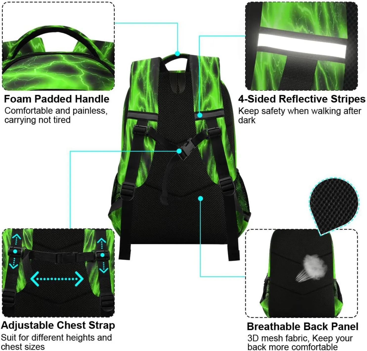 MNSRUU Lightning Backpacks for School Elementary,5-12 Year Old Kid Bookbags Lightning Toddler Backpack