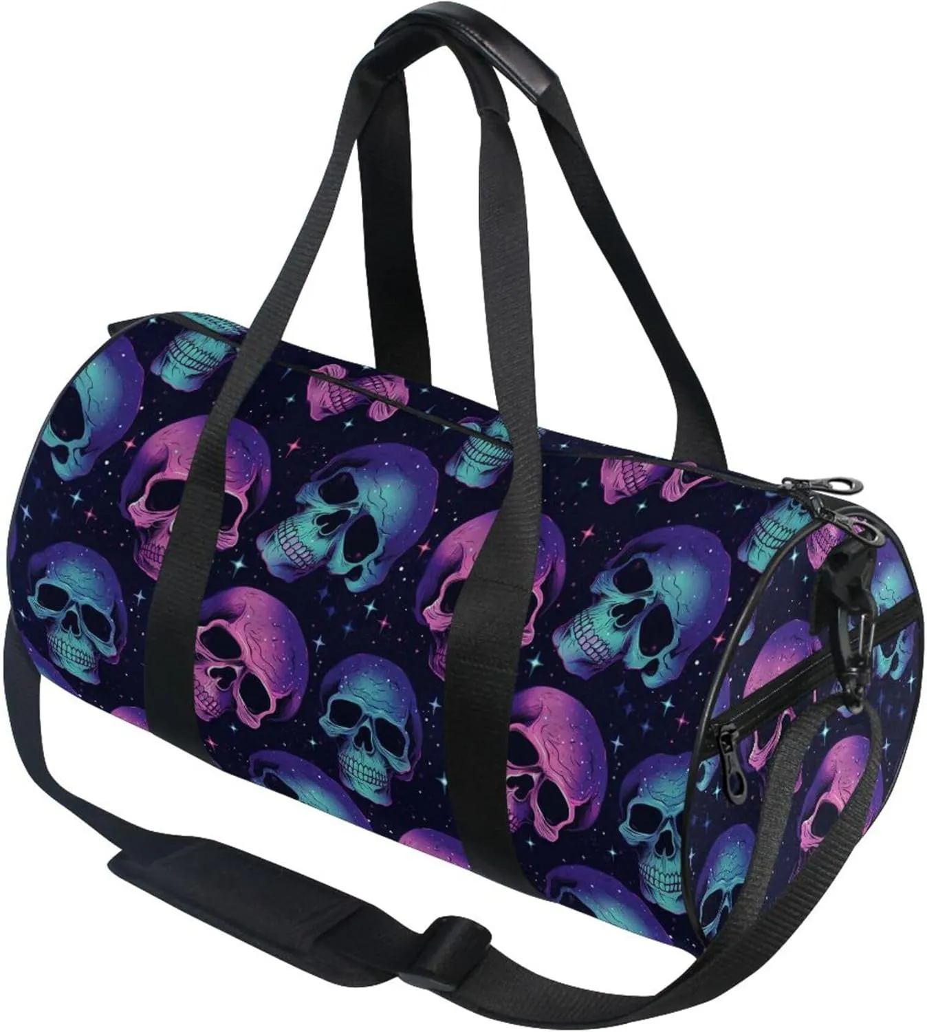 MNSRUU Sports Duffel Bags, Gothic Skull Athletic Gym Bag Overnight Workout Travel Tote Luggage for Men Women Yoga