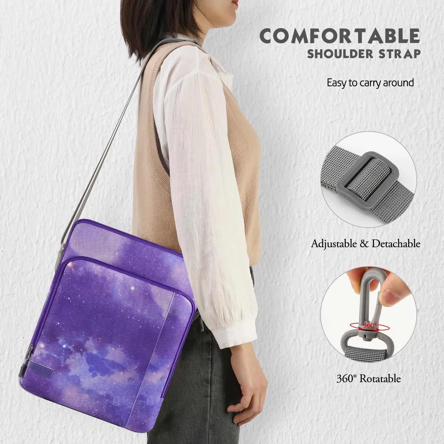 MoKo Laptop Sleeve Bag for 13.3-14 Inch, Notebook Carrying Case with Pocket Fits 13 inch iPad Air M3 2025, MacBook Pro M3/2 14"/13" M2/M1 Max 14.2/Air 13.6, Surface Pro 9/8 13",Purple Starry Sky
