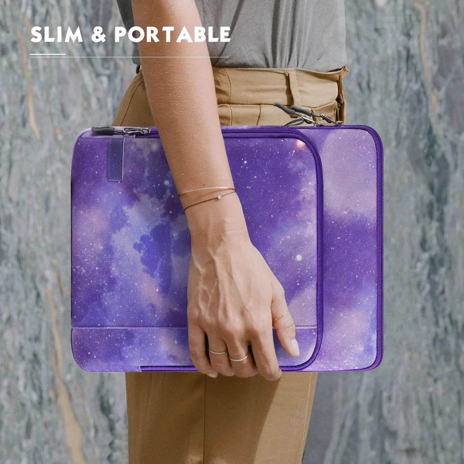 MoKo Laptop Sleeve Bag for 13.3-14 Inch, Notebook Carrying Case with Pocket Fits 13 inch iPad Air M3 2025, MacBook Pro M3/2 14"/13" M2/M1 Max 14.2/Air 13.6, Surface Pro 9/8 13",Purple Starry Sky