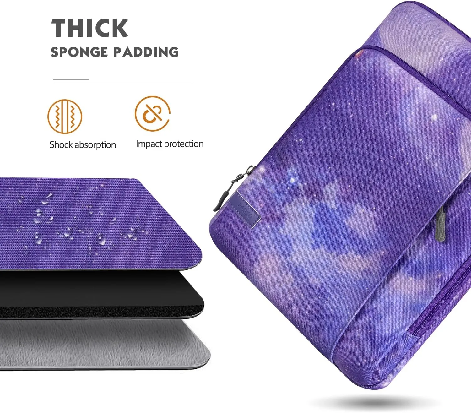 MoKo Laptop Sleeve Bag for 13.3-14 Inch, Notebook Carrying Case with Pocket Fits 13 inch iPad Air M3 2025, MacBook Pro M3/2 14"/13" M2/M1 Max 14.2/Air 13.6, Surface Pro 9/8 13",Purple Starry Sky