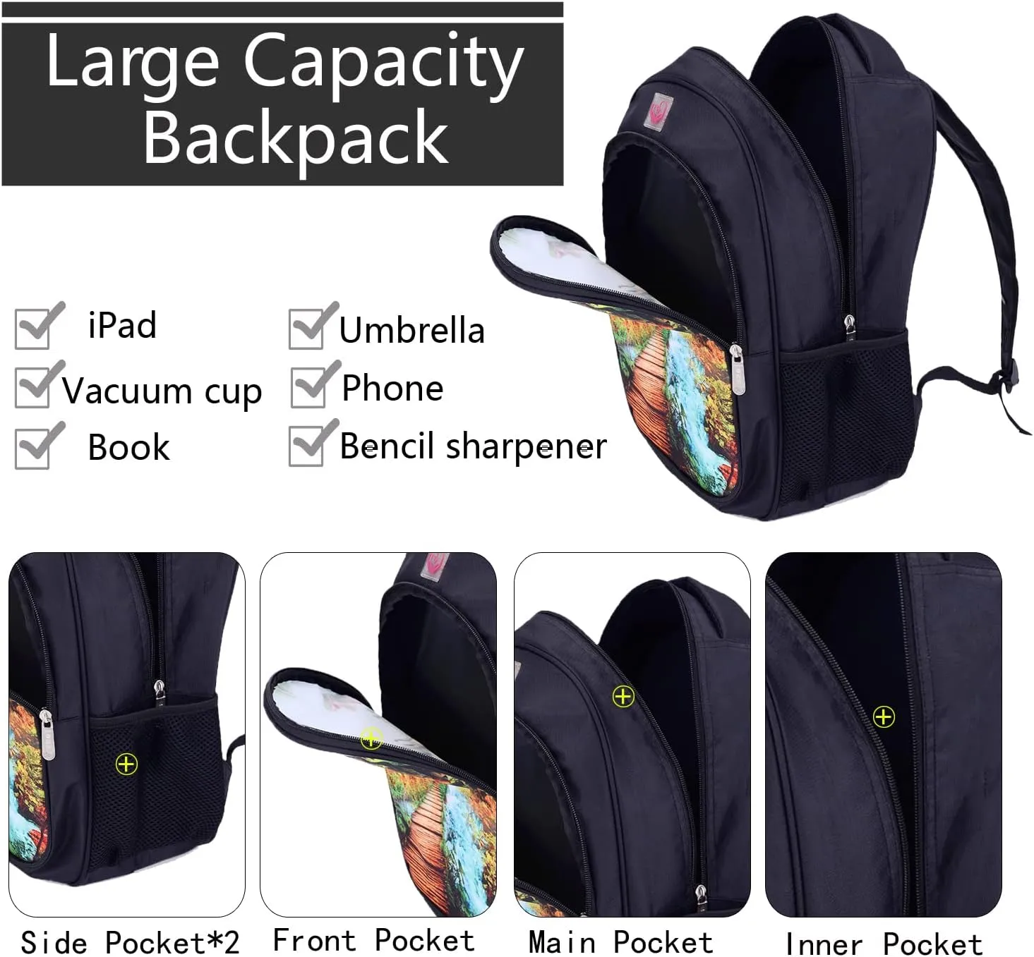 Monsters Music Horror Game Kids Backpacks Cartoon Anime School Bag Cute Large Capacity Travel Bag Student Bookbag