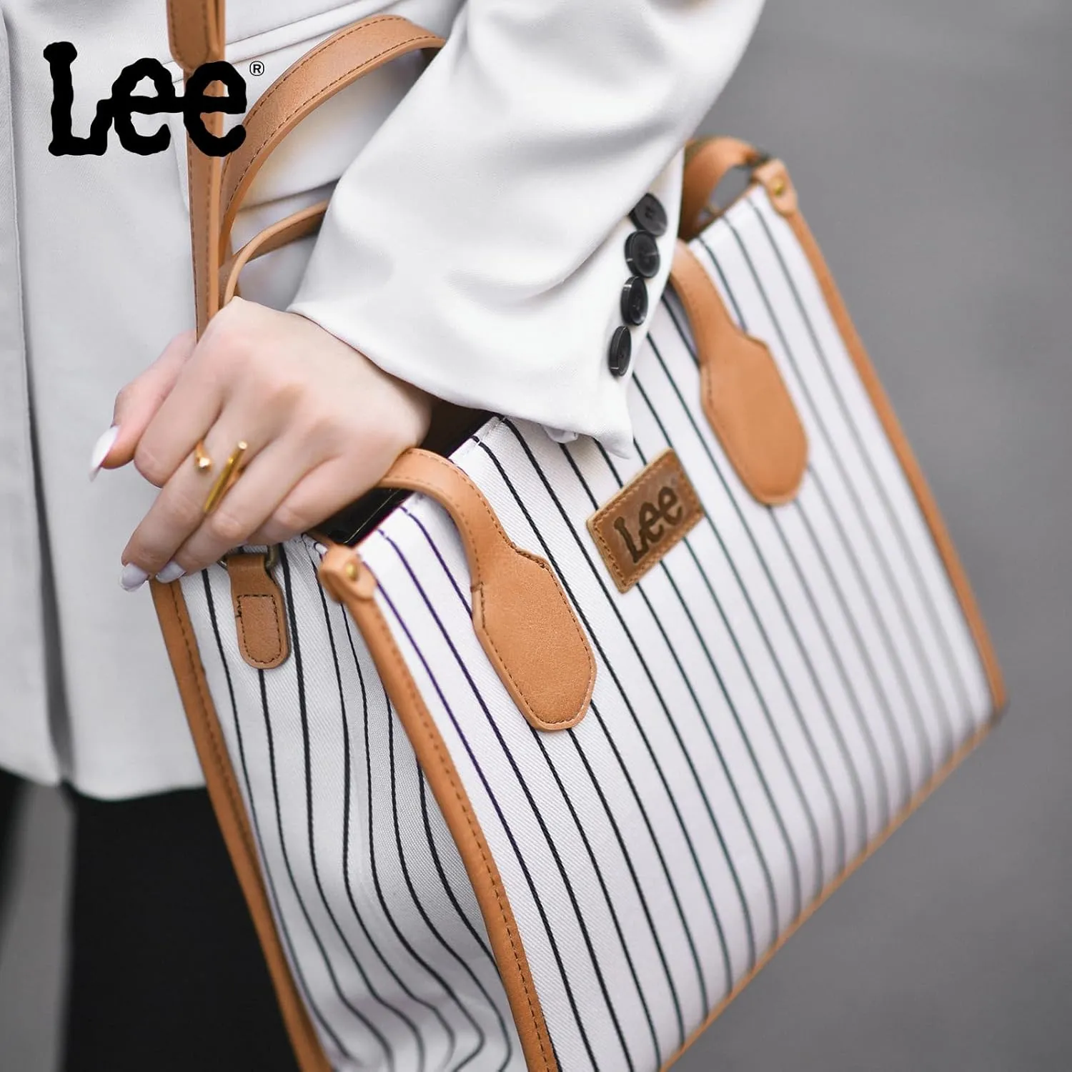 Montana West x Lee Tote Bag for Women Striped Top Handle Handbag with Adjustable Strap
